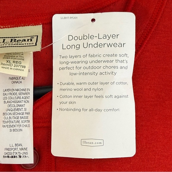 LL Bean Men's Double Layer Long Underwear Two-Layer Union Suit Size XL Regular - Picture 9 of 13